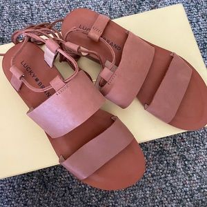 Lucky brand brown sandals, NEVER WORN, size 5.5